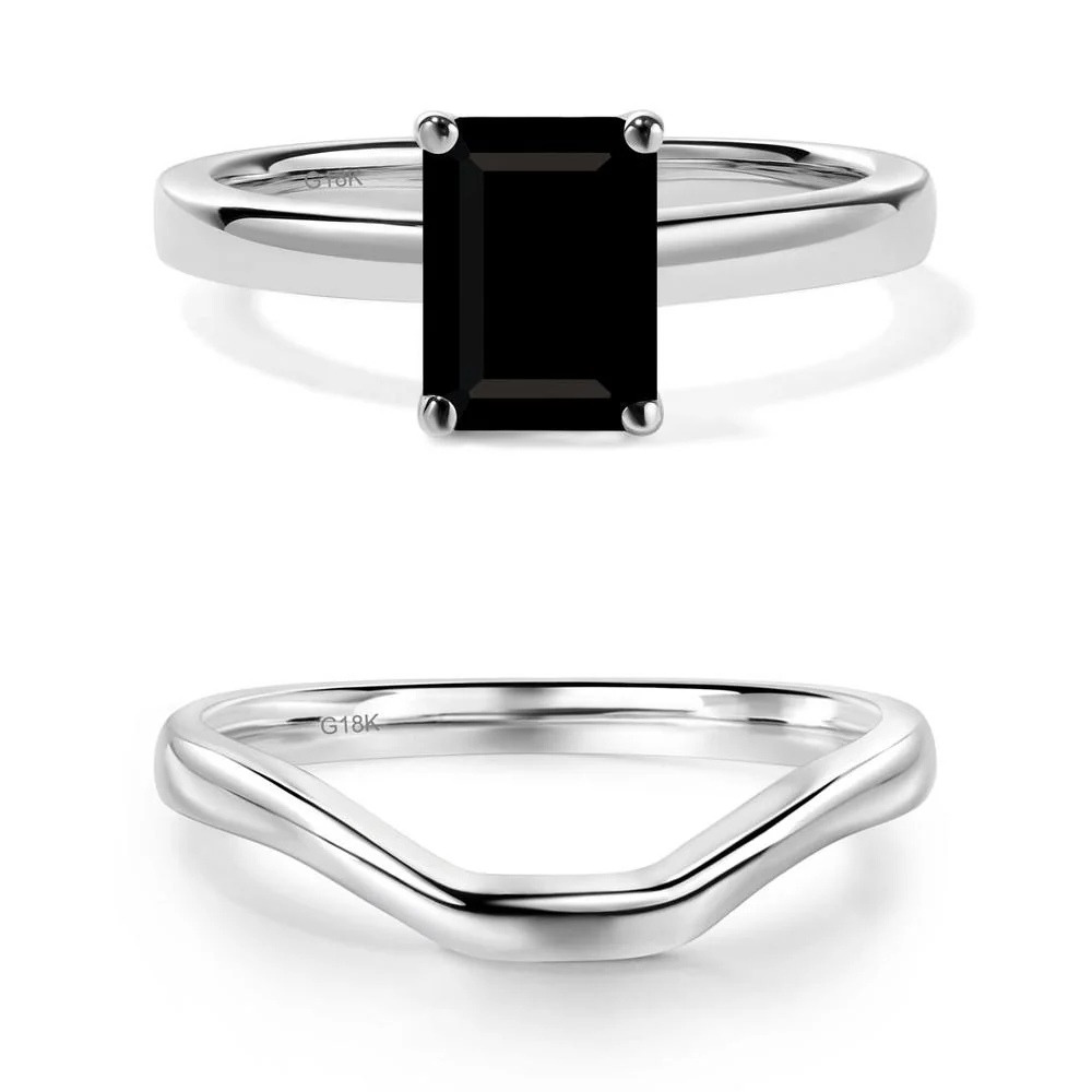 Black Spinel Plain Band Solitaire Engagement Ring - Image 11