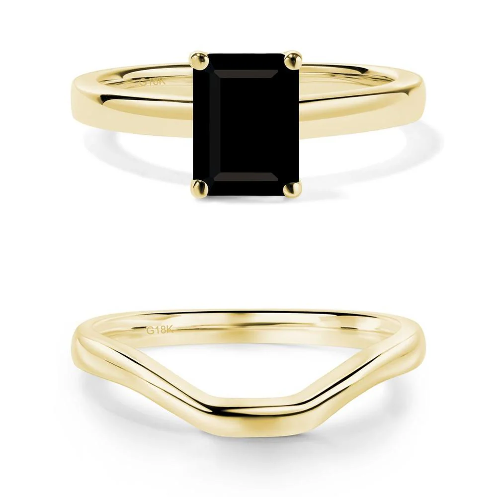 Black Spinel Plain Band Solitaire Engagement Ring - Image 13
