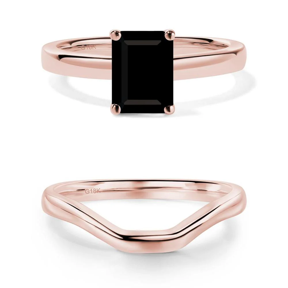 Black Spinel Plain Band Solitaire Engagement Ring - Image 21
