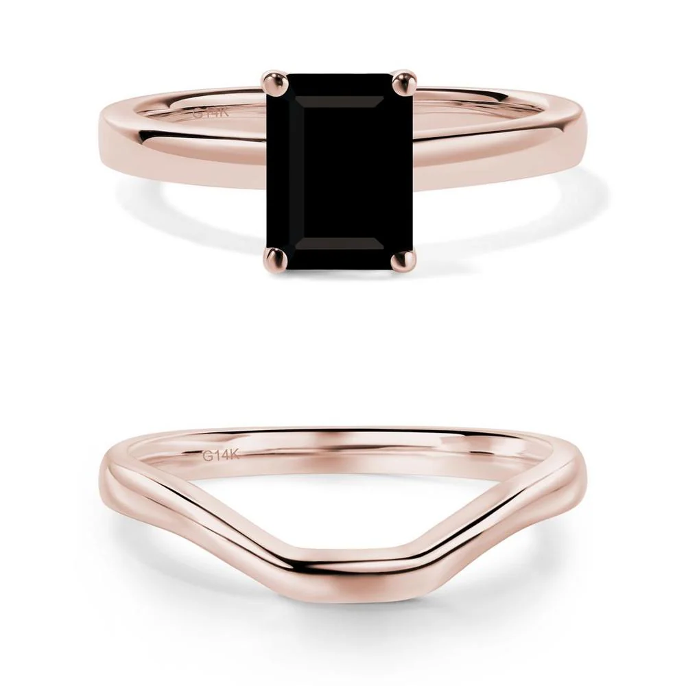 Black Spinel Plain Band Solitaire Engagement Ring - Image 25