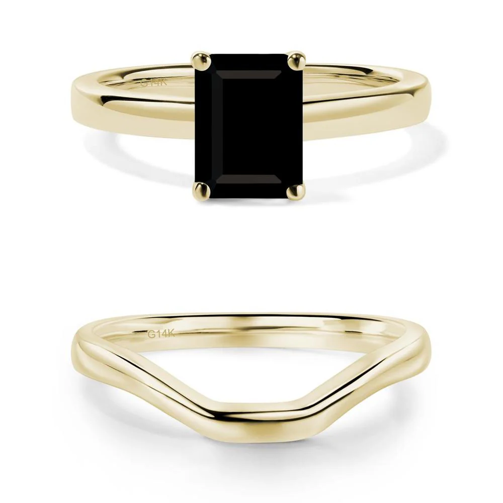 Black Spinel Plain Band Solitaire Engagement Ring - Image 27