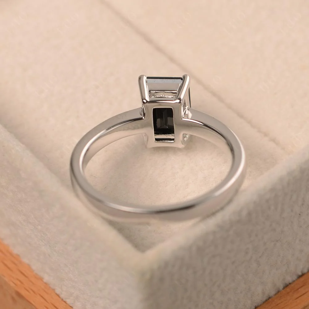Black Spinel Plain Band Solitaire Engagement Ring - Image 31