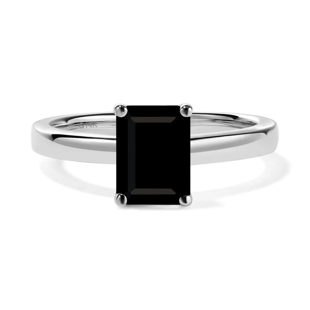 Black Spinel Plain Band Solitaire Engagement Ring - Image 7