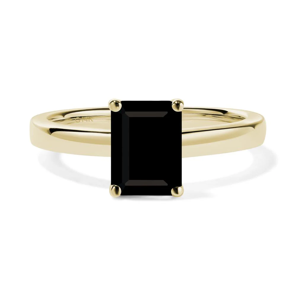 Black Spinel Plain Band Solitaire Engagement Ring - Image 9