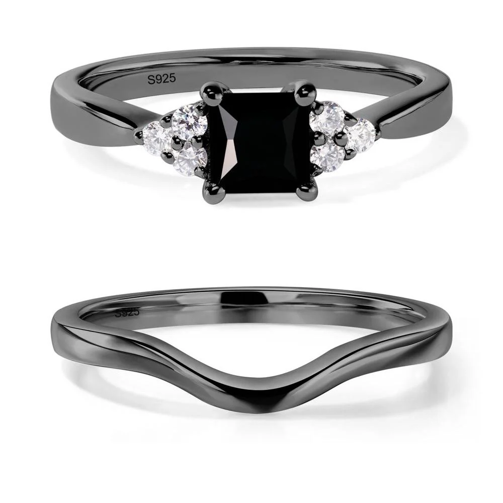 Princess Cut Black Spinel Petite Ring - Image 23