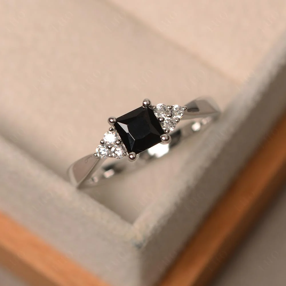 Princess Cut Black Spinel Petite Ring - Image 29
