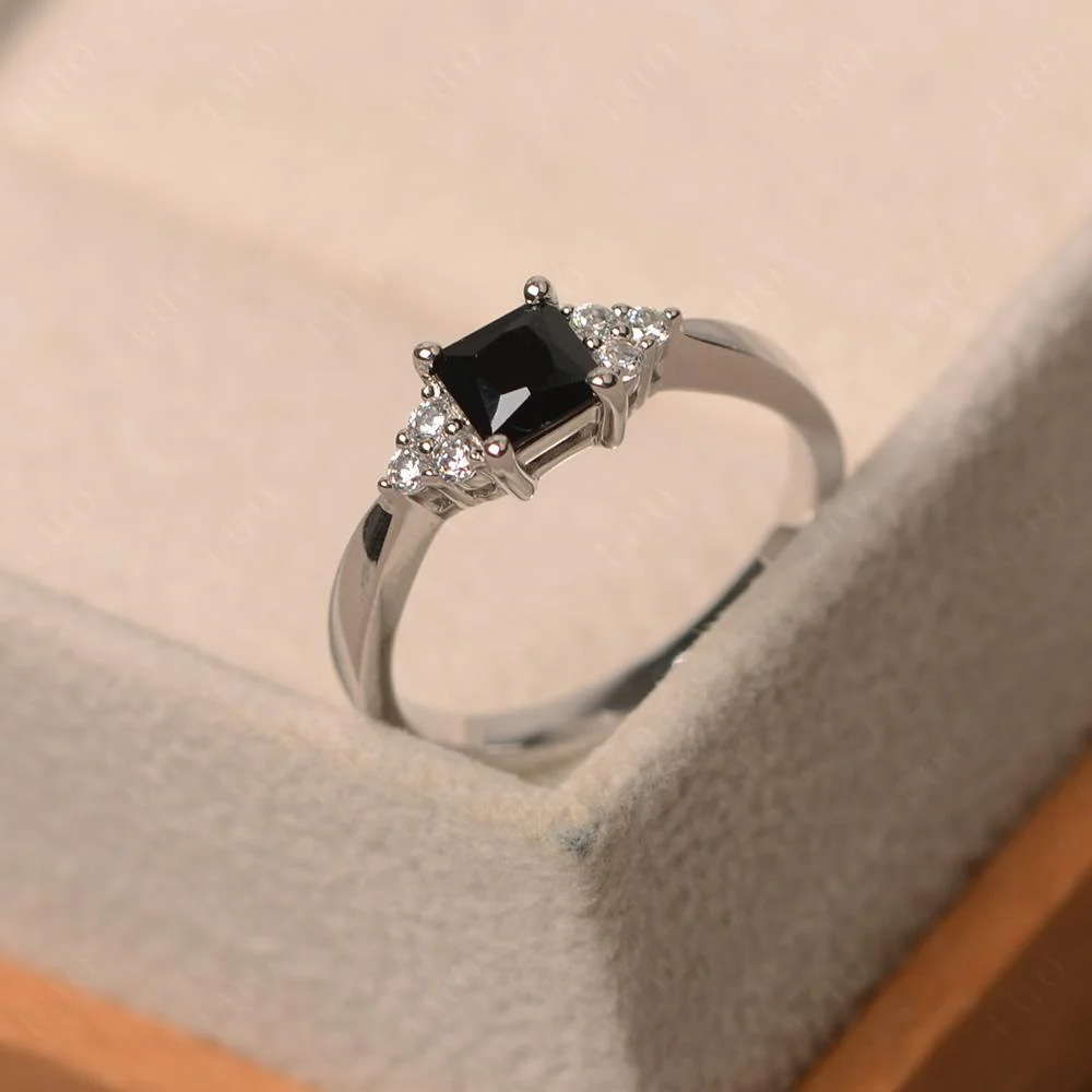 Princess Cut Black Spinel Petite Ring - Image 30