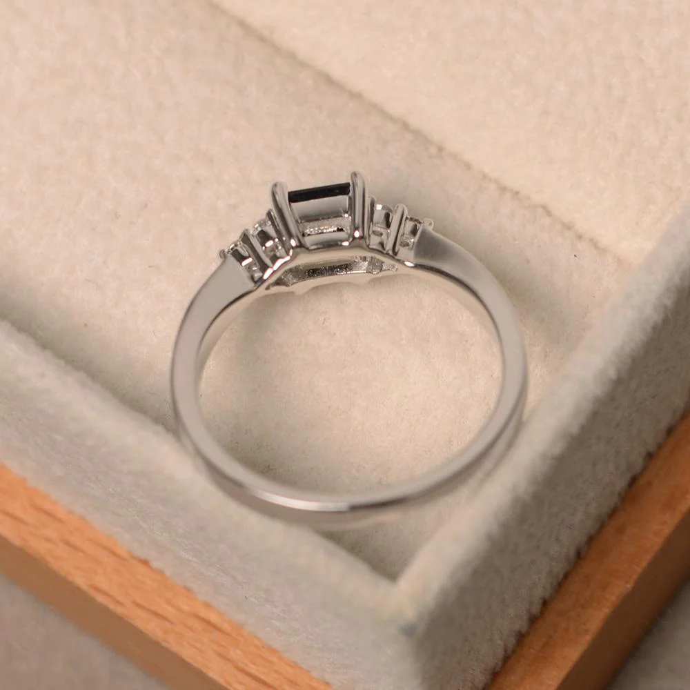 Princess Cut Black Spinel Petite Ring - Image 31