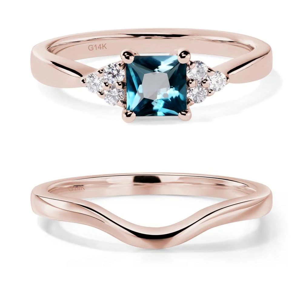 Princess Cut London Blue Topaz Petite Ring - Image 11