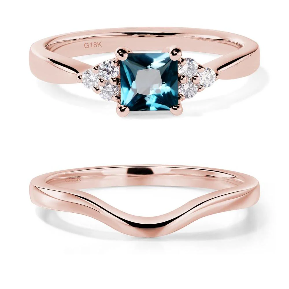 Princess Cut London Blue Topaz Petite Ring - Image 17