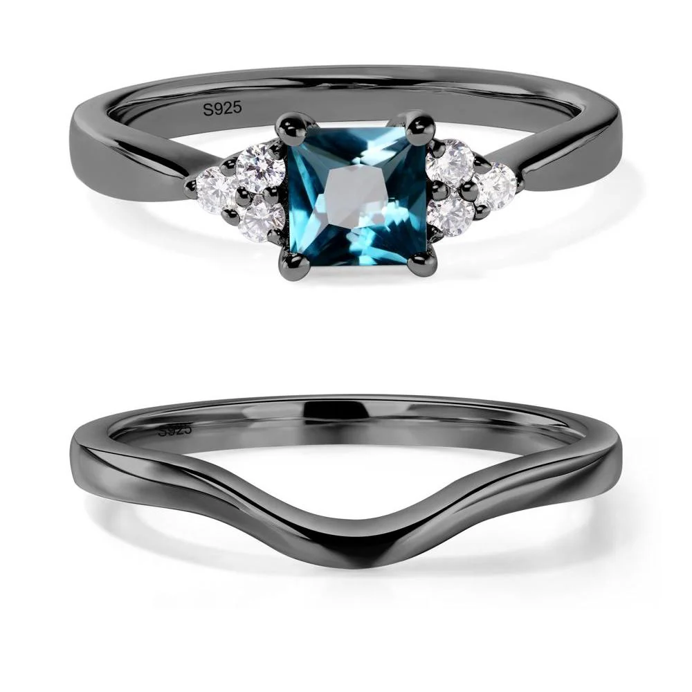 Princess Cut London Blue Topaz Petite Ring - Image 23