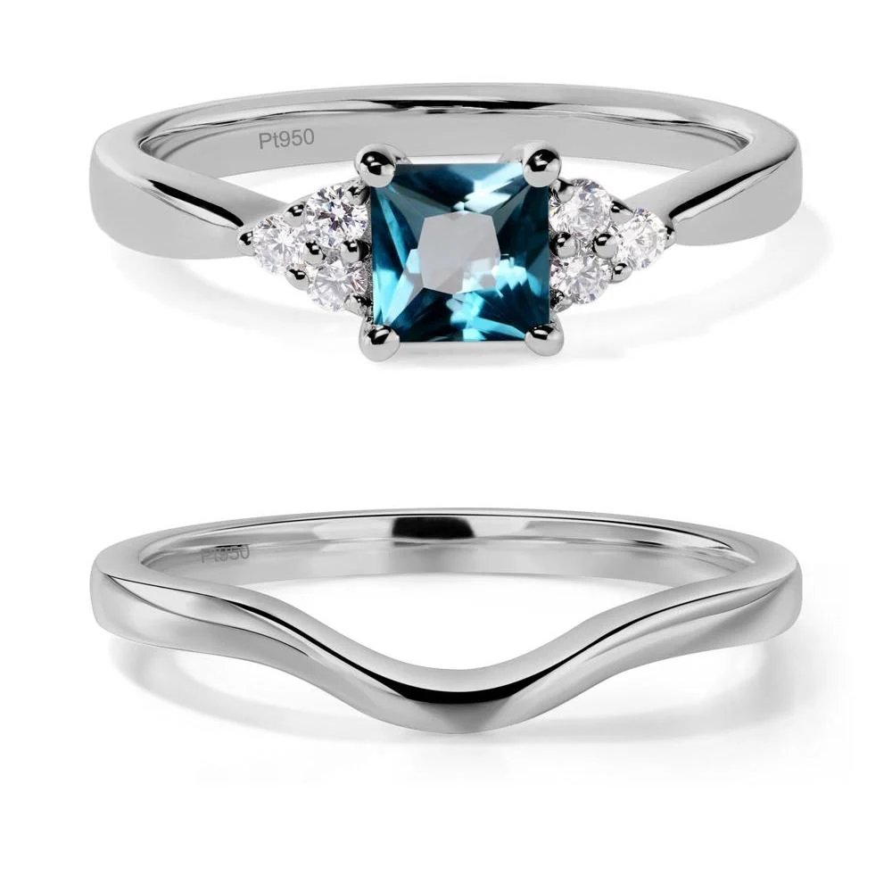 Princess Cut London Blue Topaz Petite Ring - Image 25