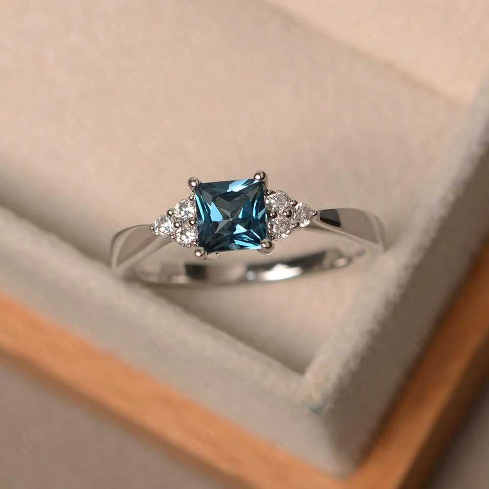 Princess Cut London Blue Topaz Petite Ring - Image 29