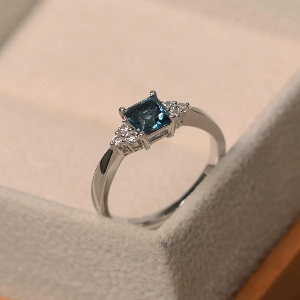 Princess Cut London Blue Topaz Petite Ring - Image 30