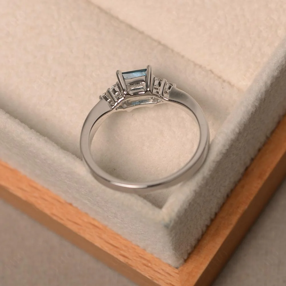 Princess Cut London Blue Topaz Petite Ring - Image 31