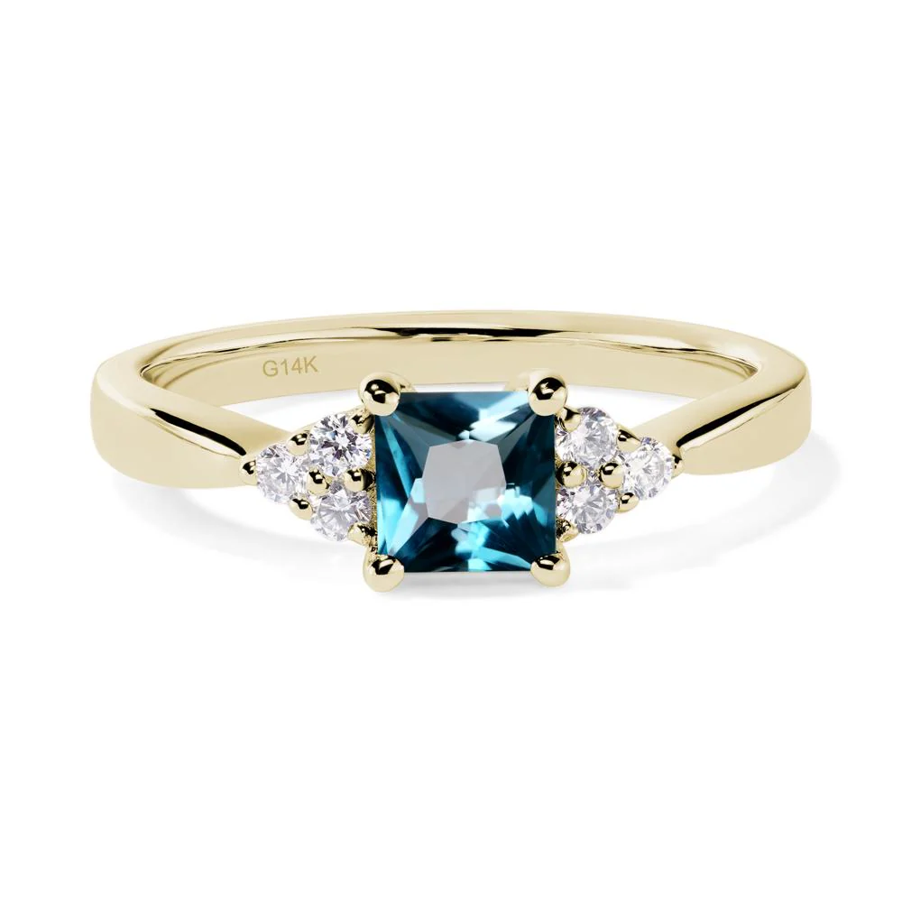 Princess Cut London Blue Topaz Petite Ring - Image 4