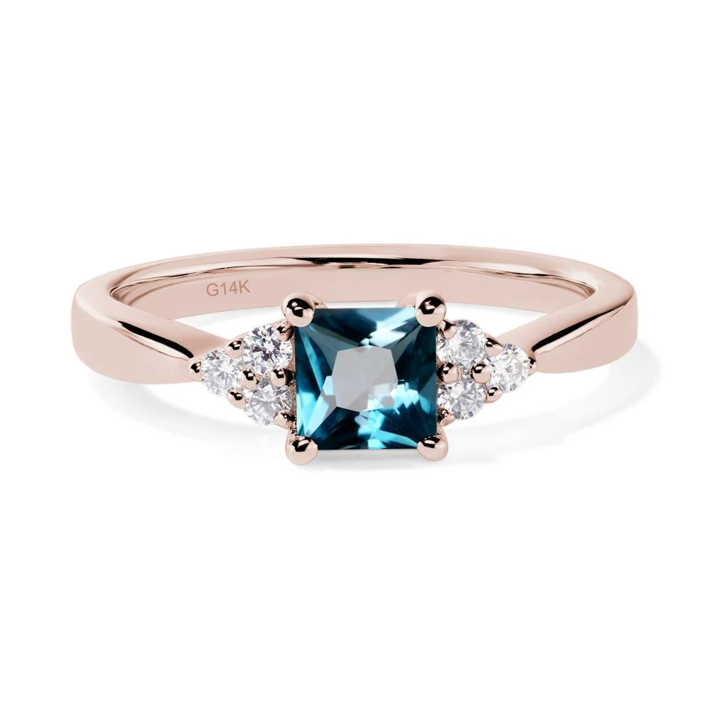 Princess Cut London Blue Topaz Petite Ring - Image 5
