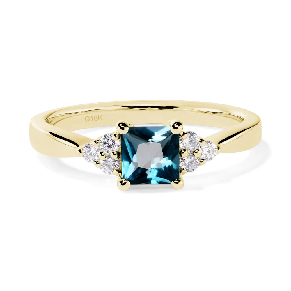 Princess Cut London Blue Topaz Petite Ring - Image 7
