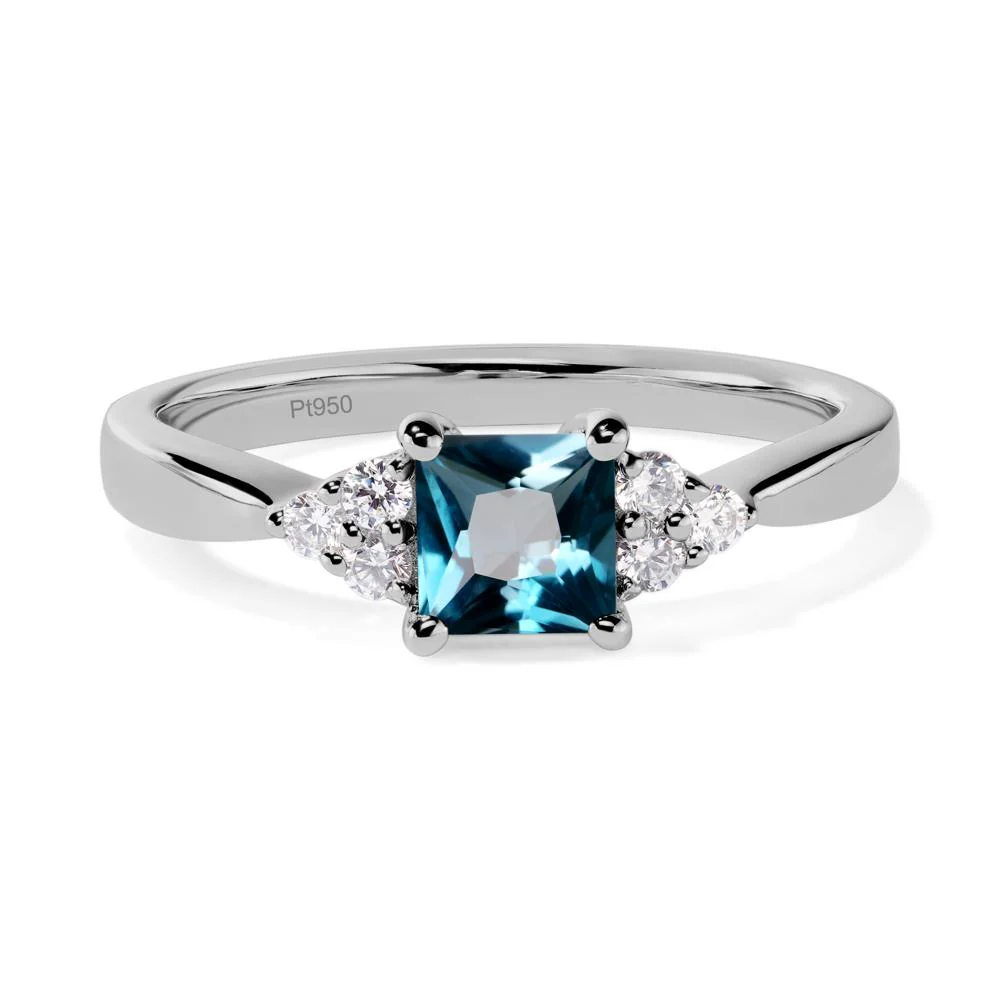 Princess Cut London Blue Topaz Petite Ring - Image 9