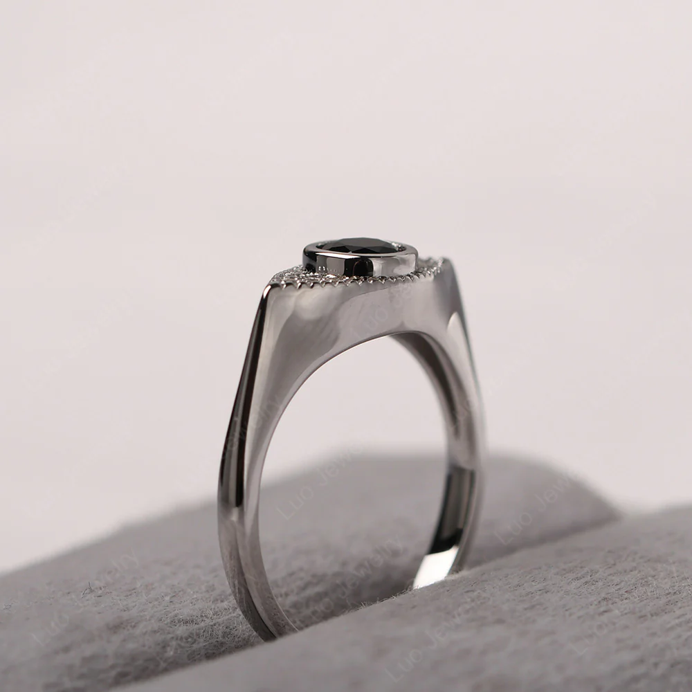 Black Spinel Milgrain Evil Eye Ring - Image 5