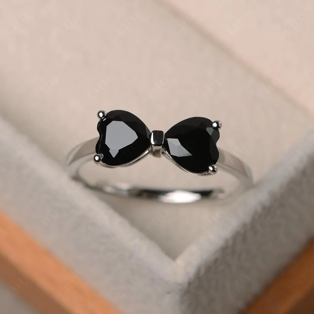 Two Stone Heart Black Spinel Ring - Image 10