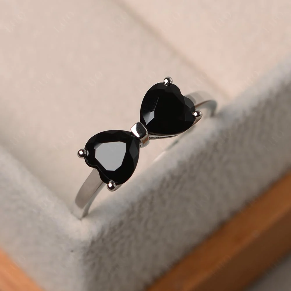 Two Stone Heart Black Spinel Ring - Image 11