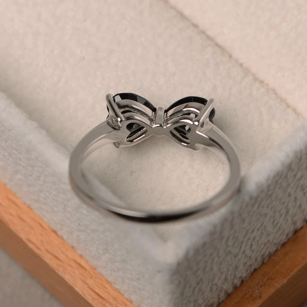 Two Stone Heart Black Spinel Ring - Image 12