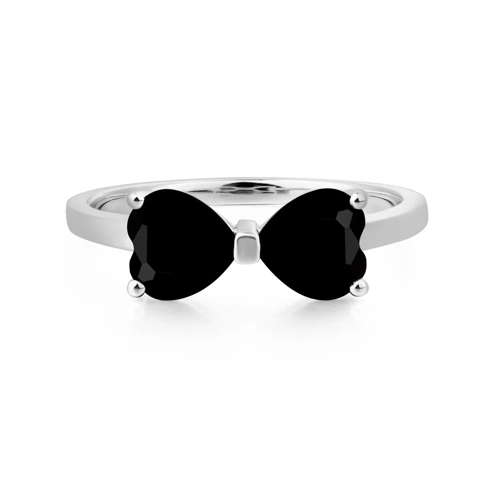 Two Stone Heart Black Spinel Ring - Image 2