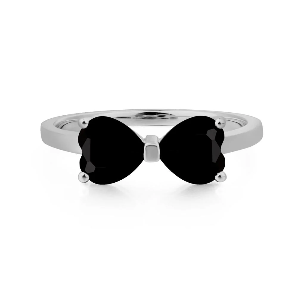 Two Stone Heart Black Spinel Ring - Image 6