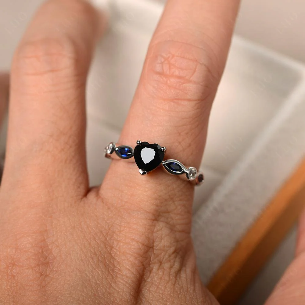 Heart Black Spinel Ring - Image 13