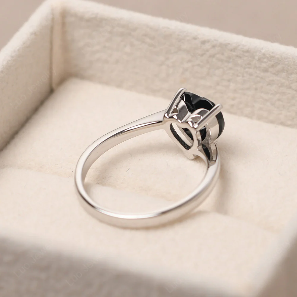 Heart Black Spinel Solitaire Ring - Image 3