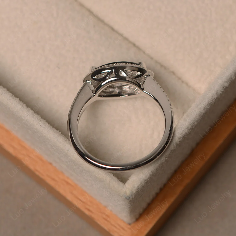 Black Spinel East West Marquise Halo Ring - Image 3