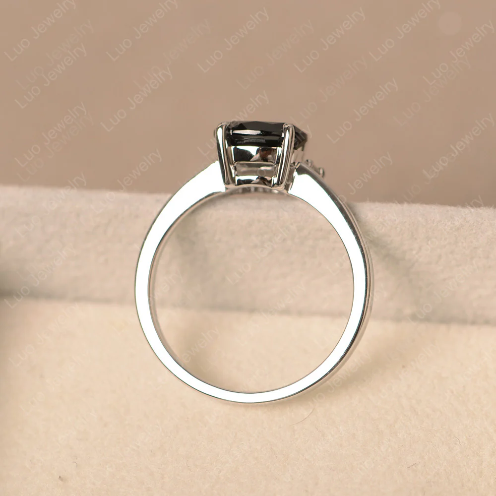Half Sunburst Oval Black Spinel Ring - Image 3