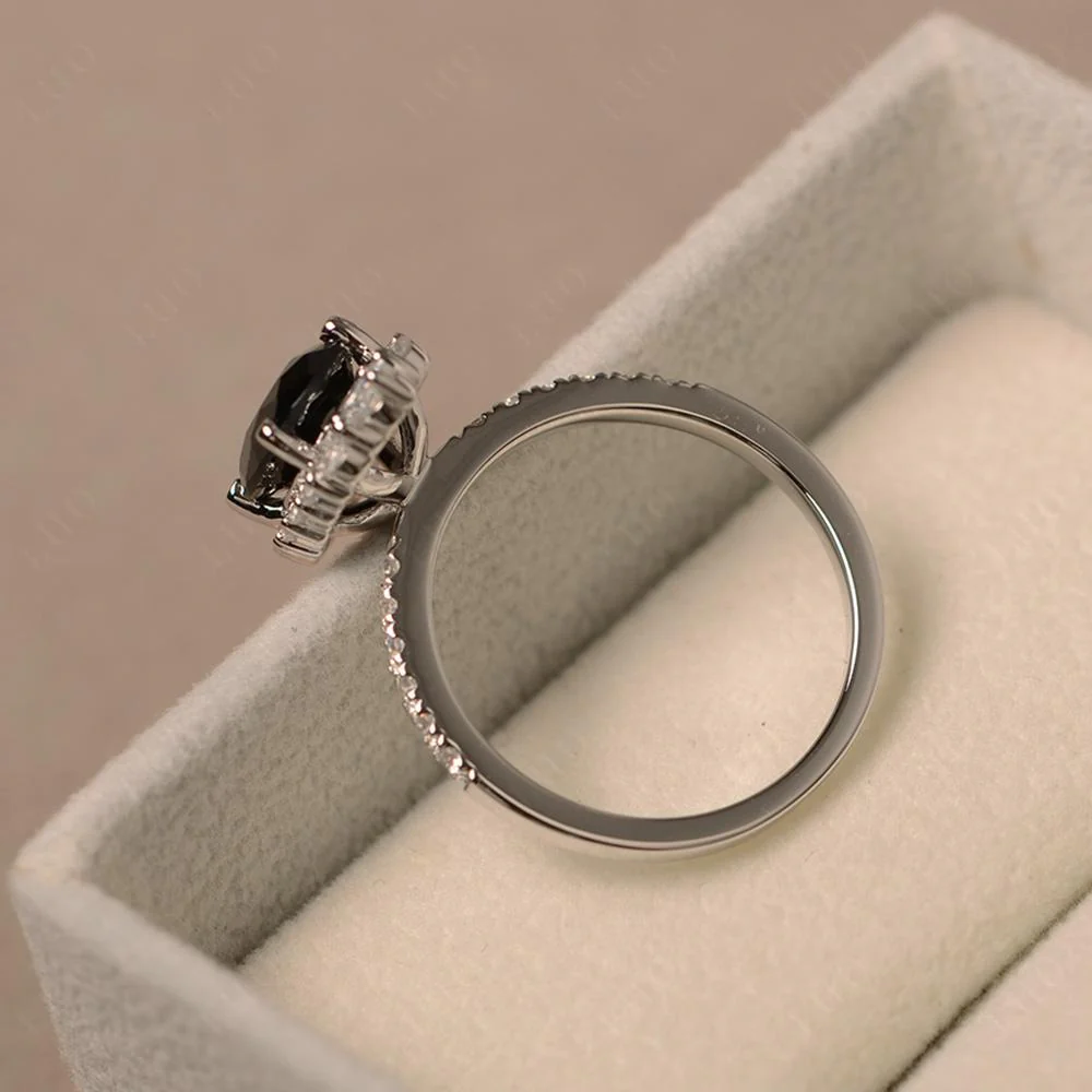 Oval Black Spinel Halo Cluster Ring - Image 13