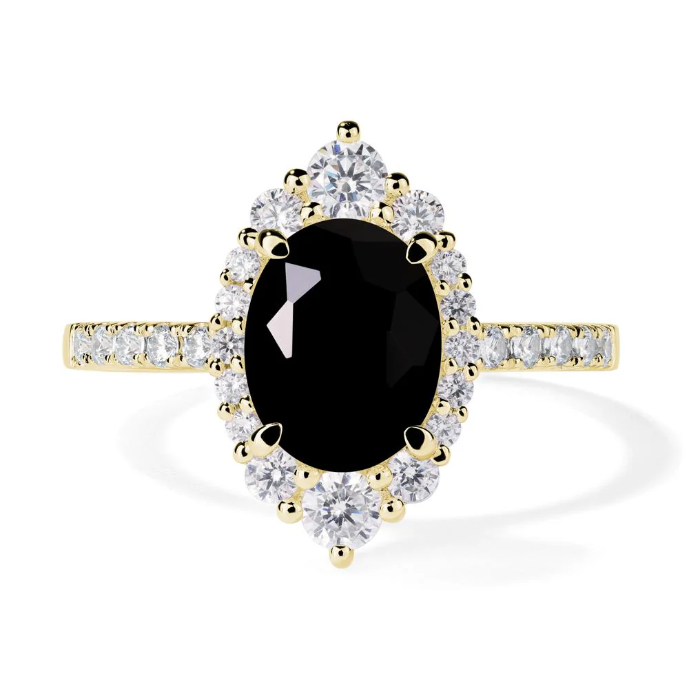 Oval Black Spinel Halo Cluster Ring - Image 8