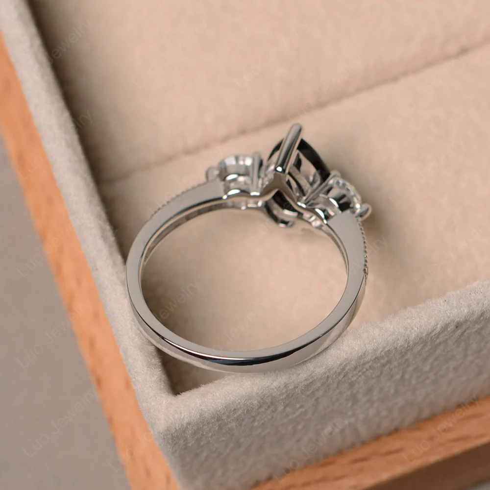 Pear Shaped Black Spinel Engagement Ring - Image 3