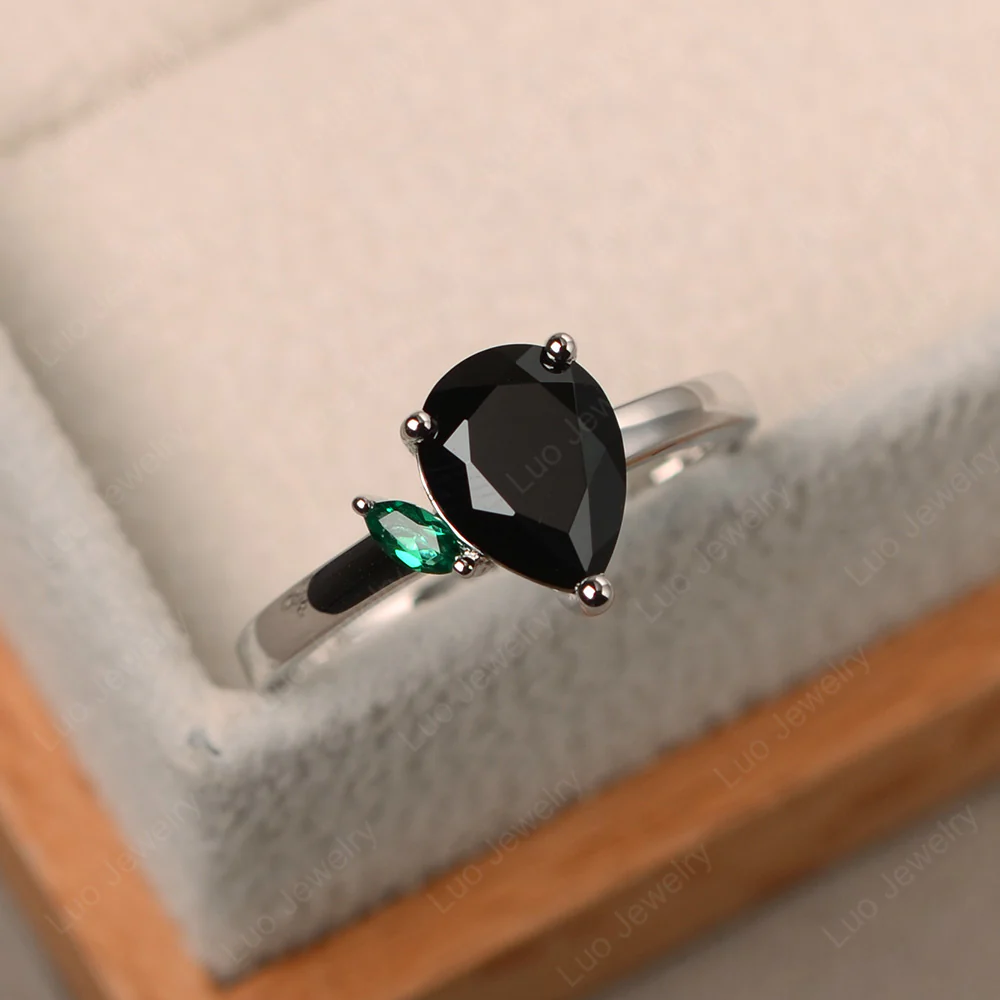 Unique Pear Shaped Black Spinel Ring - Image 2