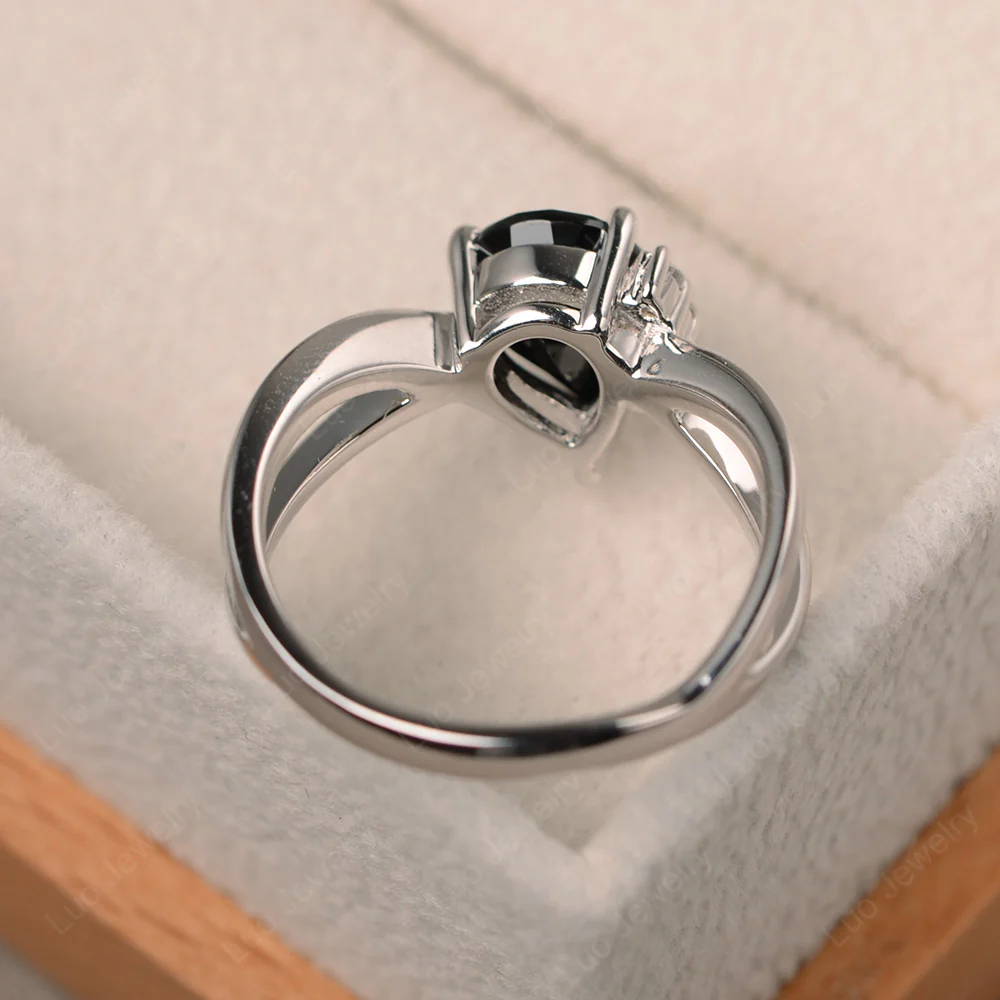 Black Spinel Asymmetric Engagement Ring - Image 4