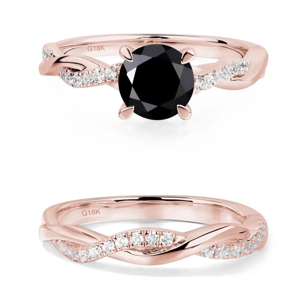 Black Spinel Twist Engagement Ring - Image 17