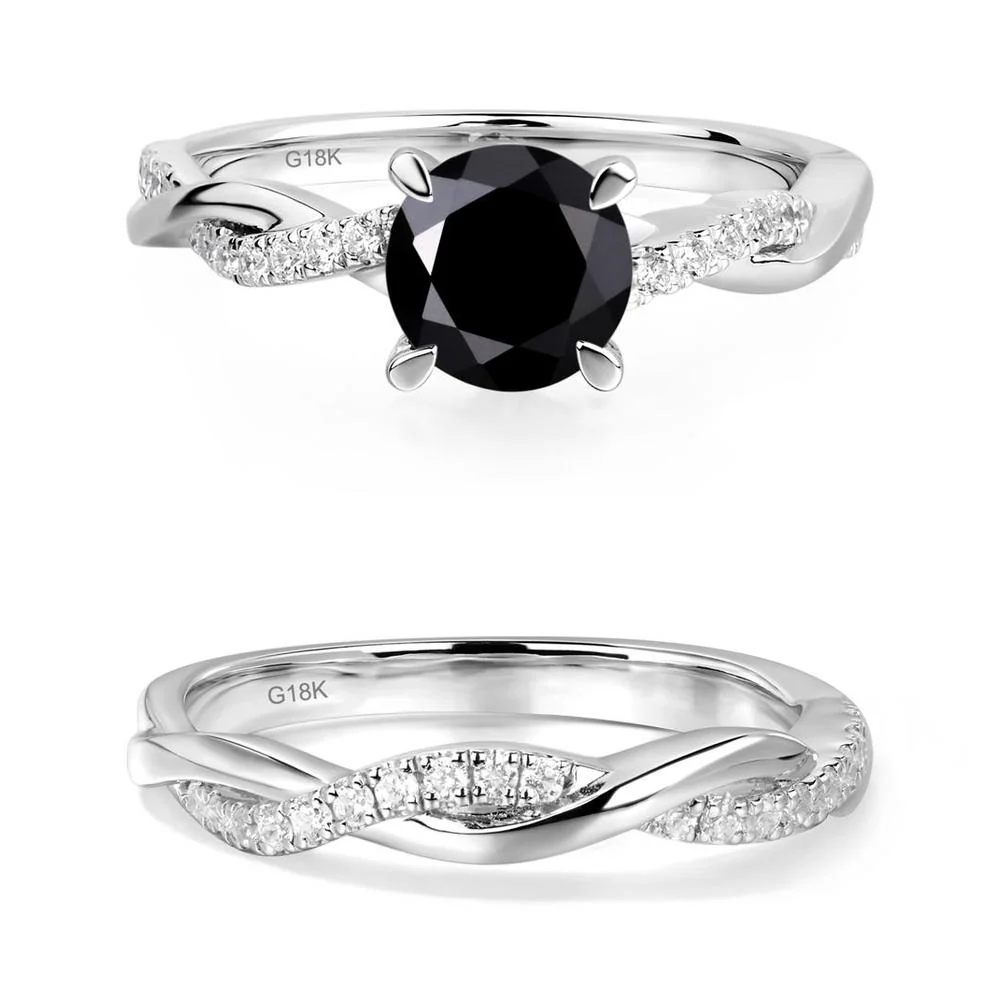 Black Spinel Twist Engagement Ring - Image 19