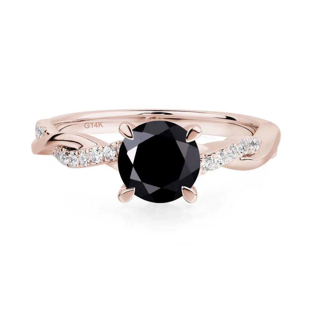 Black Spinel Twist Engagement Ring - Image 2