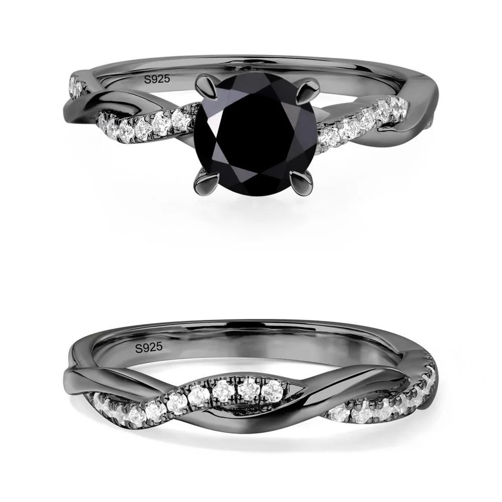 Black Spinel Twist Engagement Ring - Image 23
