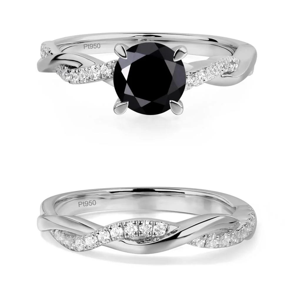 Black Spinel Twist Engagement Ring - Image 25