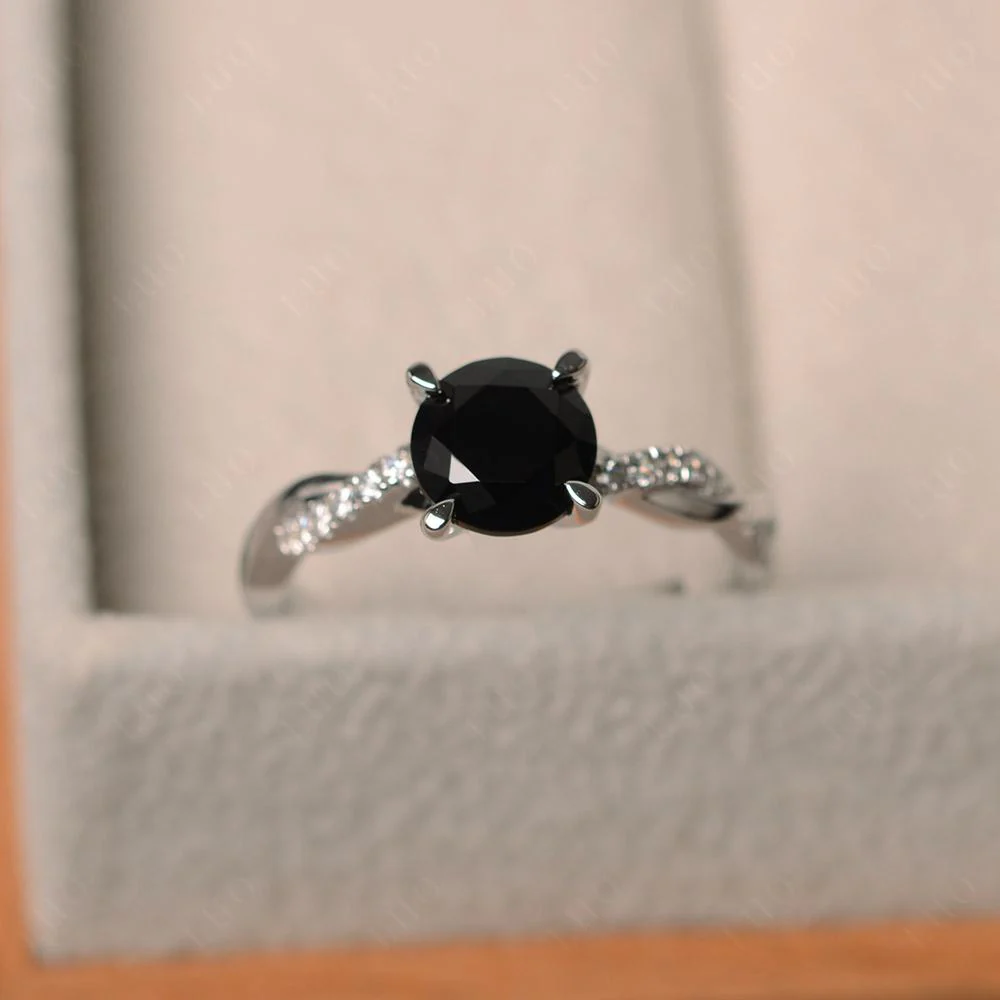 Black Spinel Twist Engagement Ring - Image 29