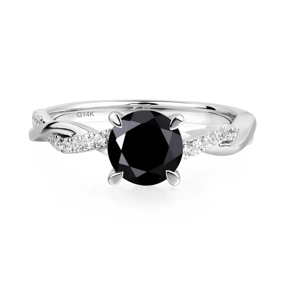 Black Spinel Twist Engagement Ring - Image 3