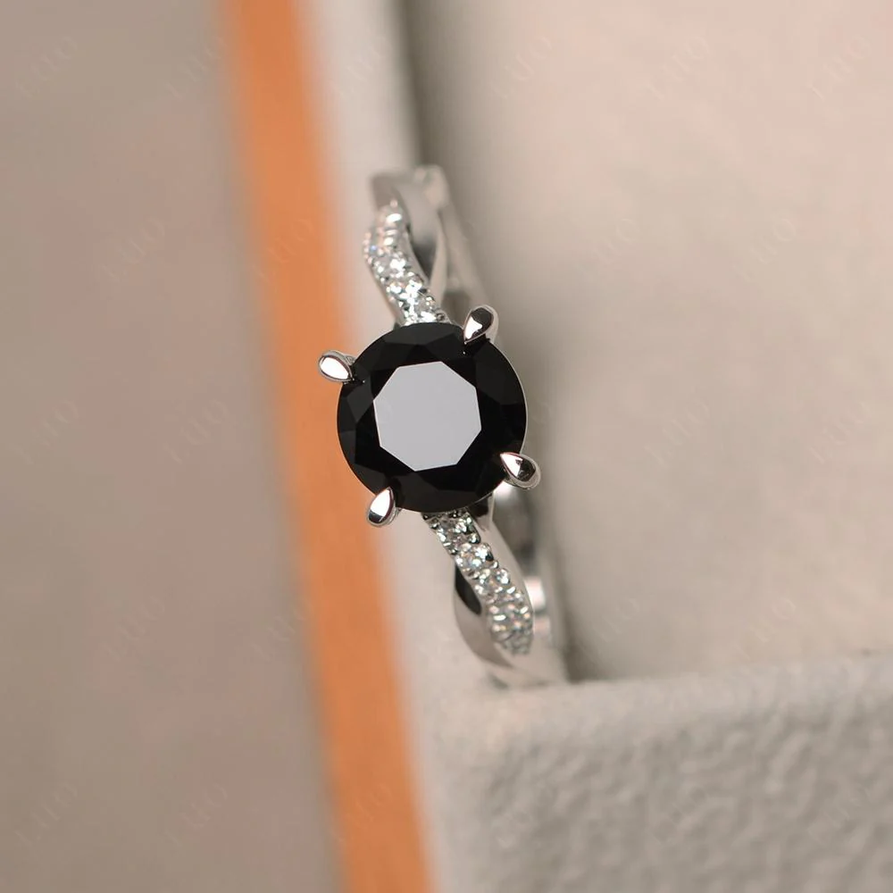 Black Spinel Twist Engagement Ring - Image 30