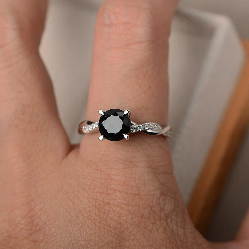 Black Spinel Twist Engagement Ring - Image 31