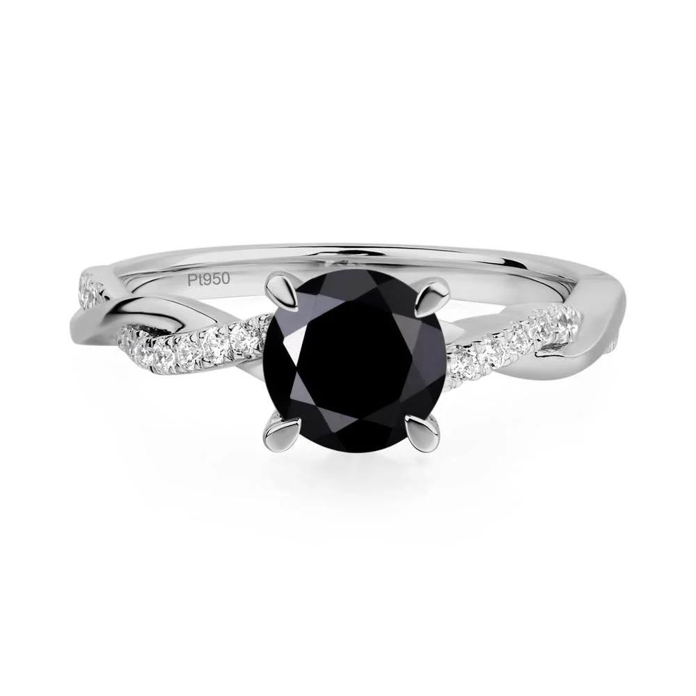 Black Spinel Twist Engagement Ring - Image 9