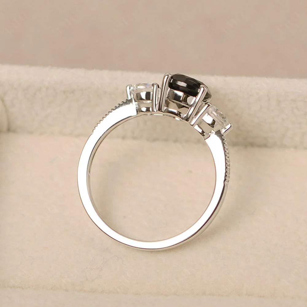 Black Spinel 3 Stone Engagement Ring - Image 12