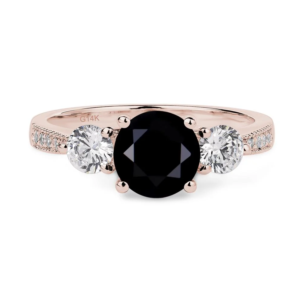 Black Spinel 3 Stone Engagement Ring - Image 5